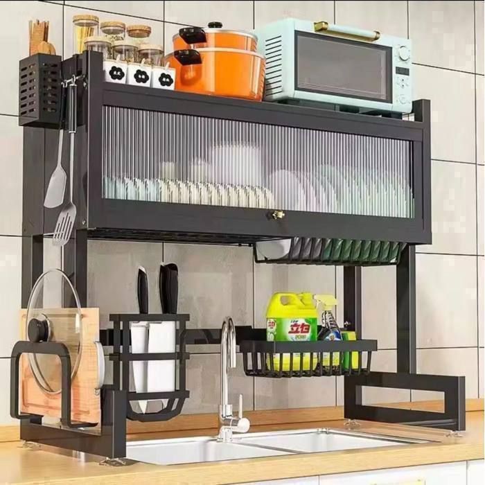 Égouttoir support de Sèche-Vaisselle Armoire à Couverts Comptoir de Cuisine Organisateur d'Épices et Vaisselle Étagère de Séchage