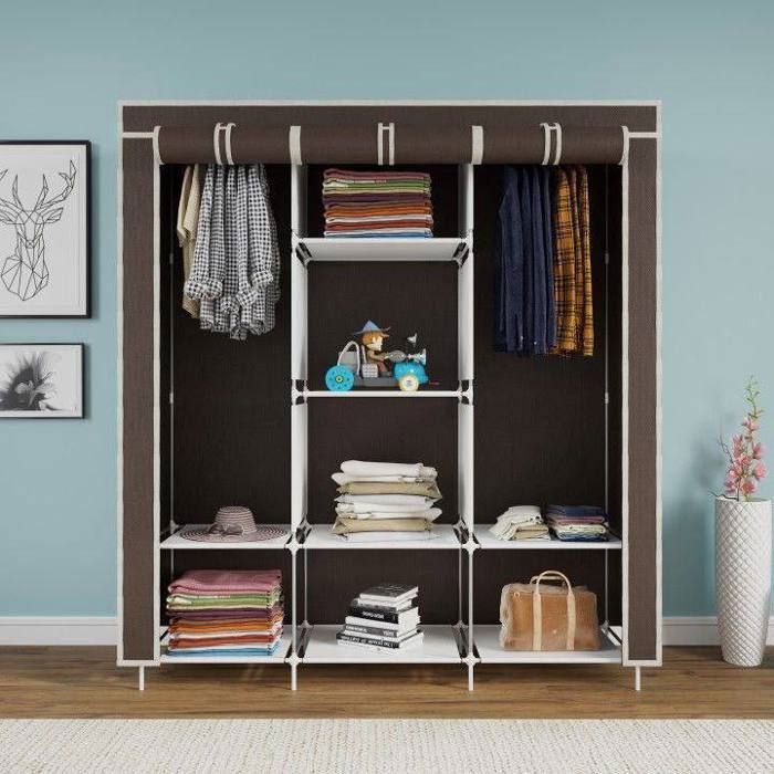 Armoire Chambre Rangement Penderie de Vêtement en Tissu