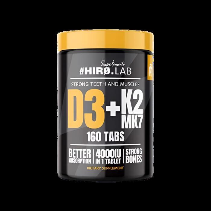 Hiro.Lab - Complément Vitamine D3 4000 UI + K2 MK7 – 160 Comprimés – Synergie Haute Absorption