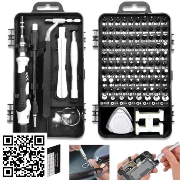 Kit de Tournevis Multifonctions 115 en 1 pour Réparation et Maintenance de Téléphones