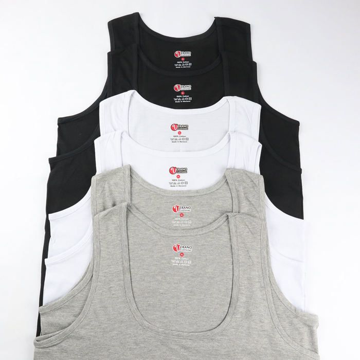 VERANO Lot 6 Débardeurs Homme 100% Coton Multicolore - Marjane Mall - Image 2