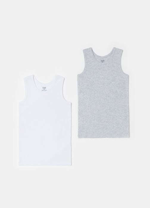 Débardeur - OVS - PK 2 - Gris/Blanc - Enfant - Col arrondi