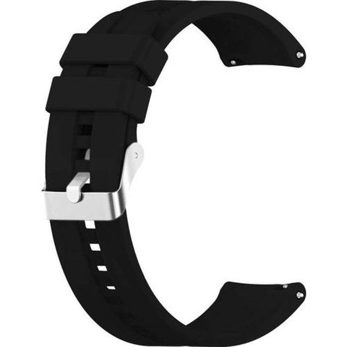 Bracelet 22mm Silicone NOIR Compatible avec toutes les montres de 22mm