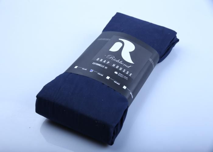 Drap-housse - RICHBOND - Cotonelle - 140x190 cm - Bleu navy - Fibre naturelle