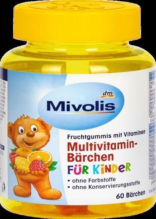 MIVOLIS - Ours multivitaminés pour enfants, gommes aux fruits - 60 pièces - 120 g