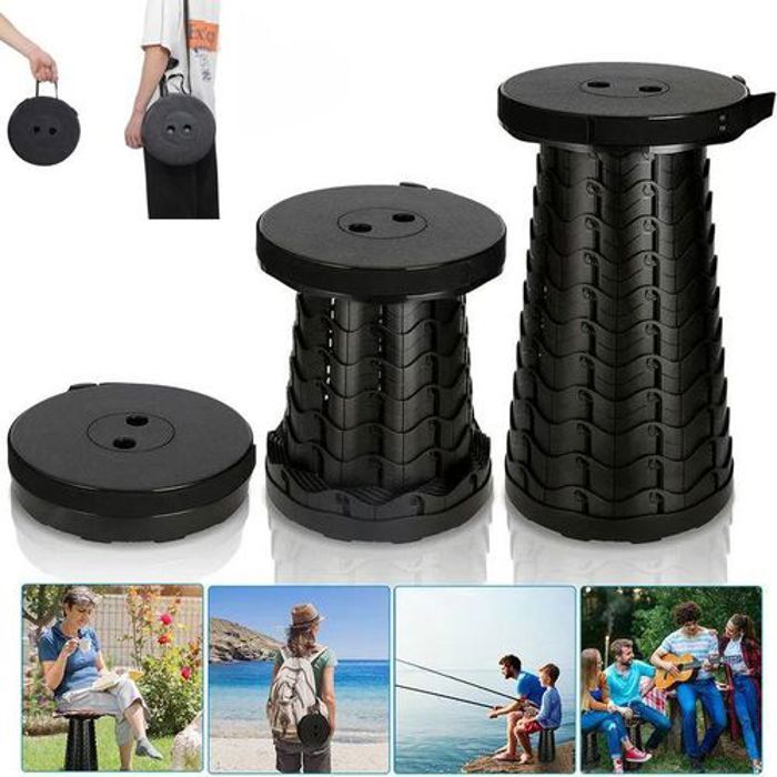 Chaise Pliable Pliante Tabouret Retractable pour Voyage, Plage, Camping, Peche