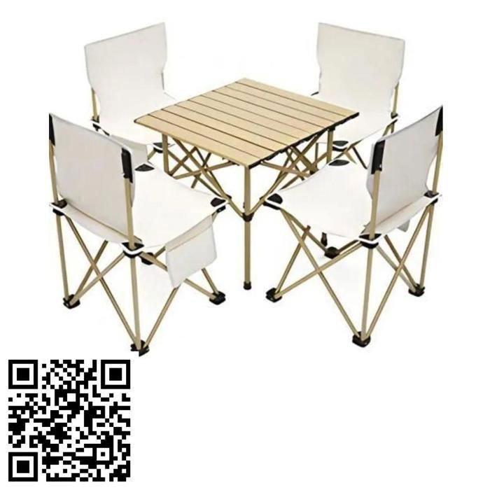Ensemble de mobilier de jardin - Camping - Table pliante et 4 chaises - Aluminium léger - Pliable - Réglable