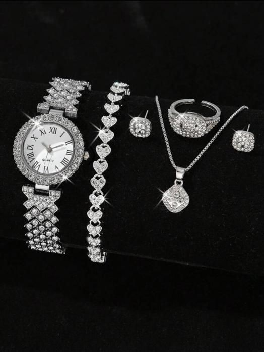 Ensemble de montre & bracelet & collier & boucles d'oreilles & bague pour femmes