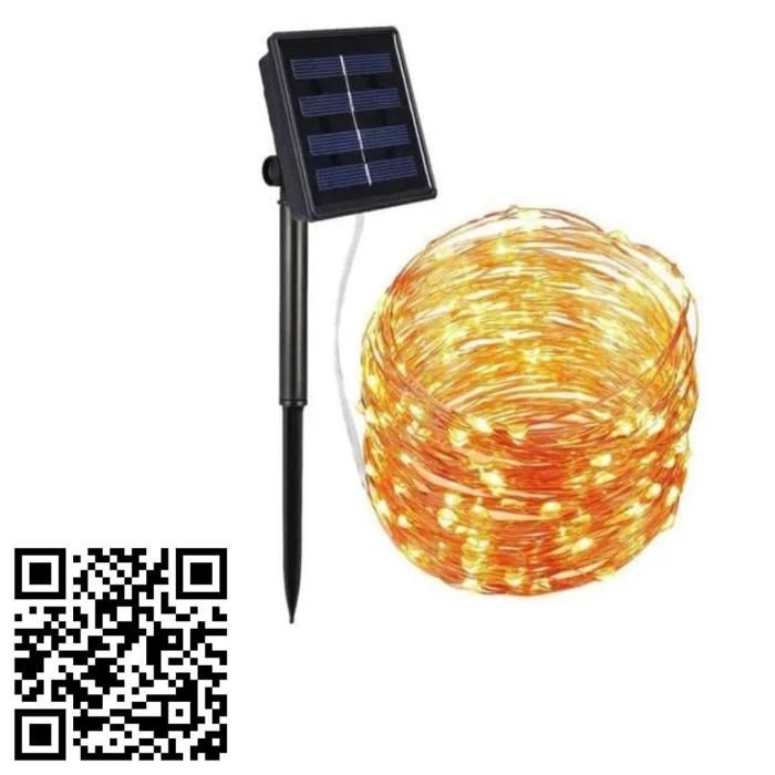 Guirlande lumineuse - Solaire - 25 m - 100 LED - Blanc chaud - Flexible et personnalisable