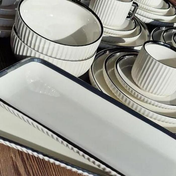AYA HOME - Service de table blanc et argenté 