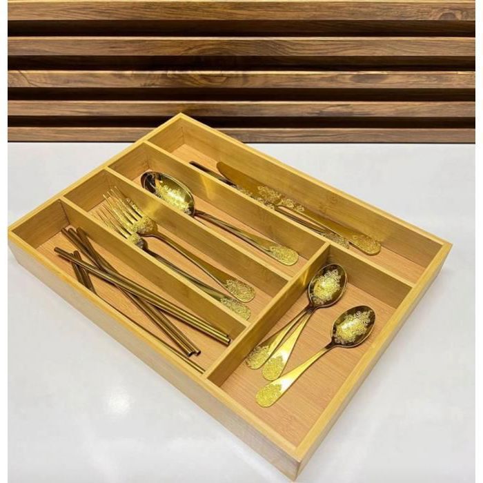 Organisateur en bambou pour Ustencils pour tiroir de cuisine 30cm/20cm cuillère