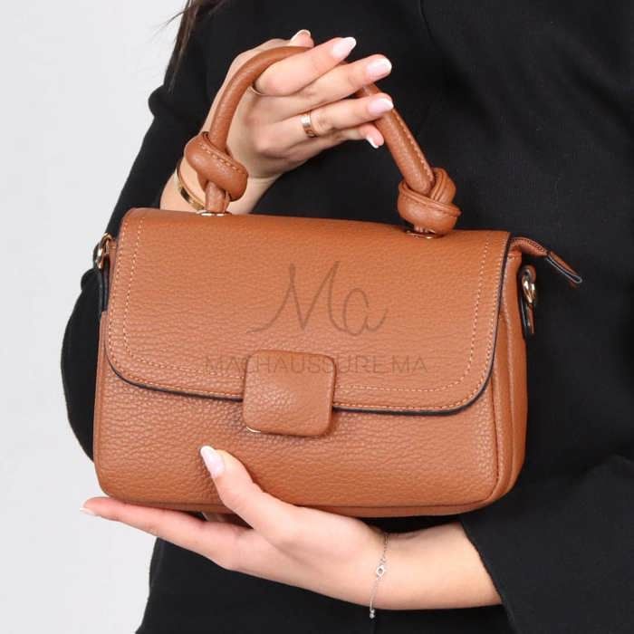 Sac à main - Sophistiqué - Marron - Cuir synthétique - Bandoulière réglable - Compartiments multiples