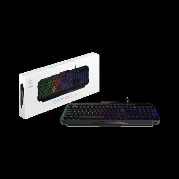 Clavier Gamer - MSI - FORGE GK100 - Rétro-éclairage RGB - Connexion USB 2.0 - AZERTY