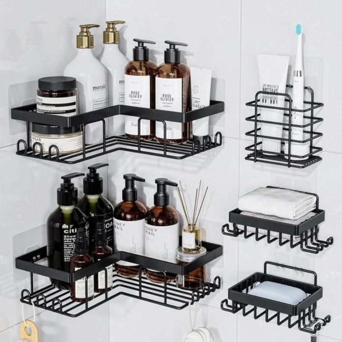 Étagère d'angle - MARQUE - Modèle - Installation sans perçage - Design moderne - Résistant à l'humidité