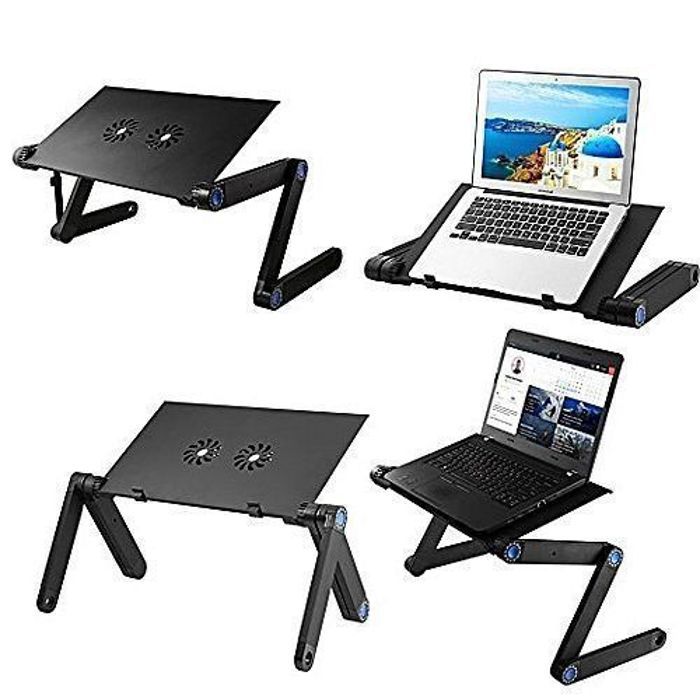 Table d'ordinateur portable - Léger - Noir - Pliable - Ajustable - Multifonctionnel