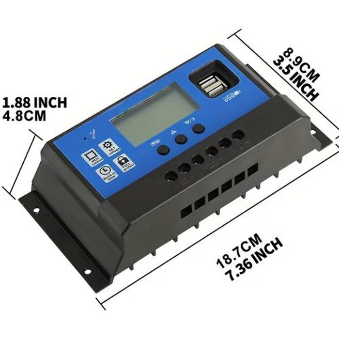 Régulateur de Charge Solaire PWM 30A - 12V/24V pour Énergie Solaire