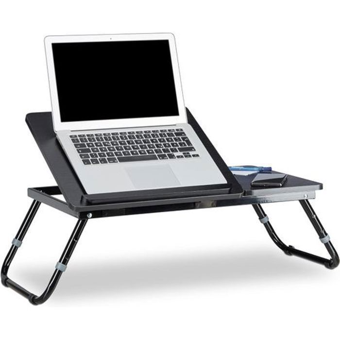 Support ordinateur portable - Table Pc - Noir - Plateau inclinable - Repliable - Léger