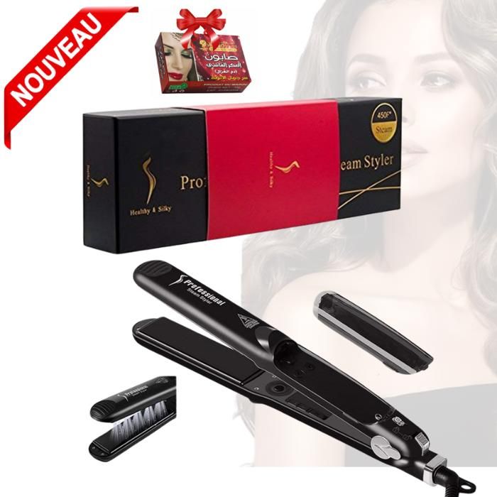 Lisseur à vapeur - Healthy And Silky - Pro - Céramique - Hydratation - Cheveux lisses et bouclés