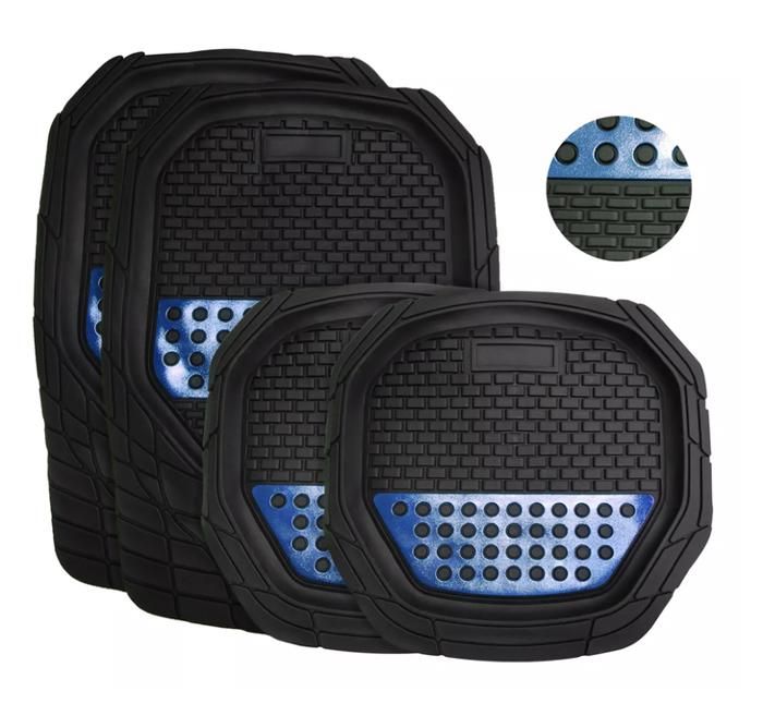 tapis 3D 5 pieces standard pour voiture ,noir en bleu