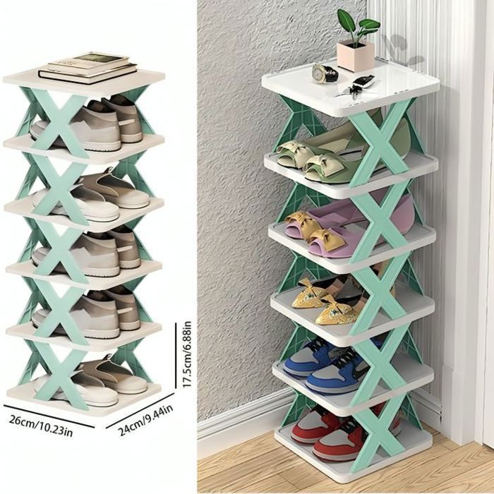 Étagère à chaussures - Non spécifié - Pliable - 5 niveaux - Plastique - Gain de place