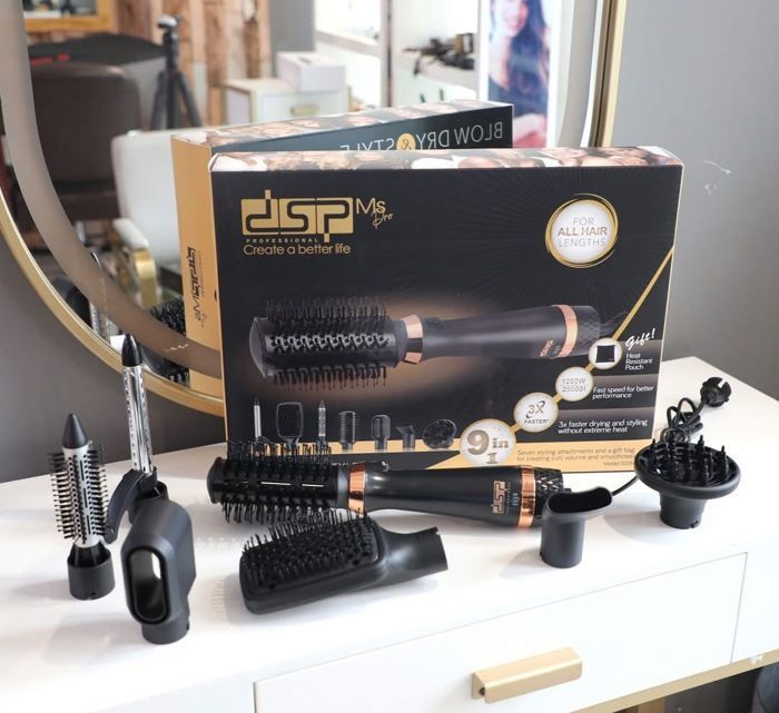Dsp 9 In1 Brosse à Air chaud sèche-cheveux électrique lisseur,peigne à friser coiffure professionnelle