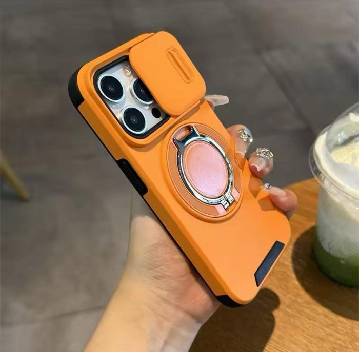 Coque téléphone - Luxe - iPhone 11, 12, 13, 14, 15, 16 Pro Max - Double couche - Magsafe - Rotatif
