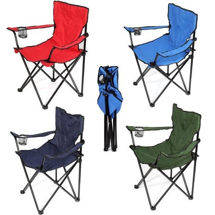 Lot de 2 Chaises Pliantes-Chaise de Camping avec Porte-Boisson