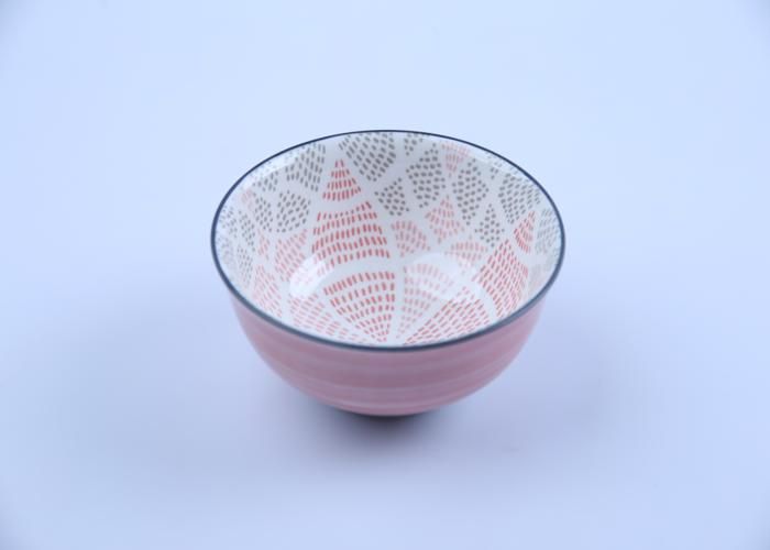 Bol en Porcelaine - GENERIC - 220ml - Dessin Rose - Compatible Lave-Vaisselle - Rond