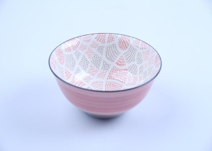 Bol en Porcelaine - GENERIC - 613ml - Dessin Rose - Compatible Lave-Vaisselle - Rond