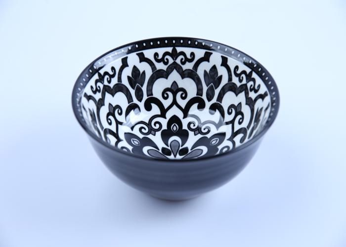 Bol en Porcelaine 613ml VC Dessin Noir en 2 Faces