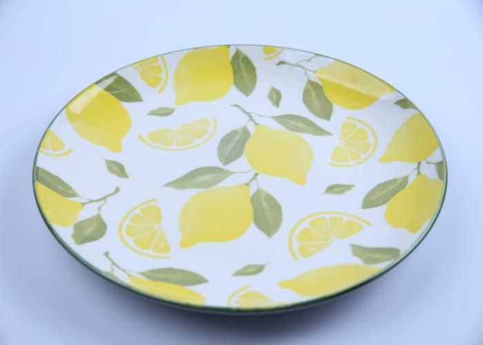 Assiette - GENERIC - Citron - 27cm - Porcelaine - Compatible lave-vaisselle