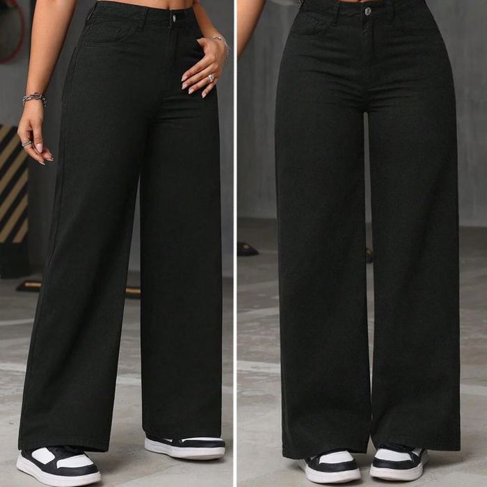 Pantalon Jean - Charlie - Noir - Taille haute - Femme - Adulte