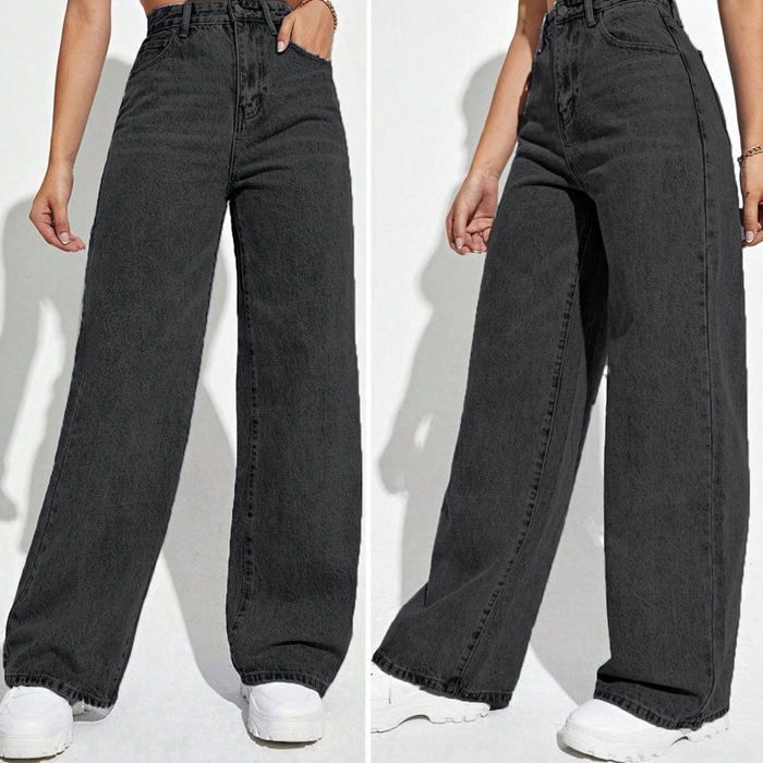 Pantalon Jean - Charlie - Gris Foncé - Taille haute - Femme - Adulte