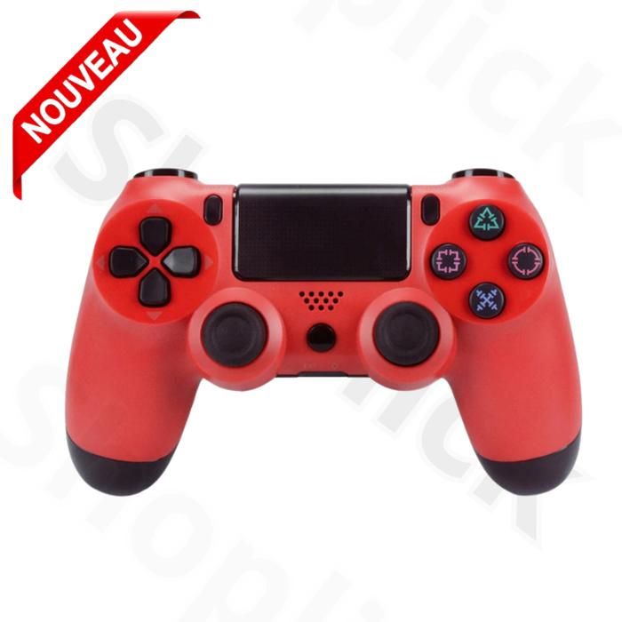 Manette de jeu  sans fil Compatible Avec PS4 Wireless SHOCK, prise casque, barre lumineuse LED Rouge