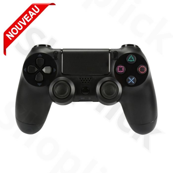 Manette de jeu  sans fil Compatible Avec PS4 Wireless SHOCK, prise casque, barre lumineuse LED Noir