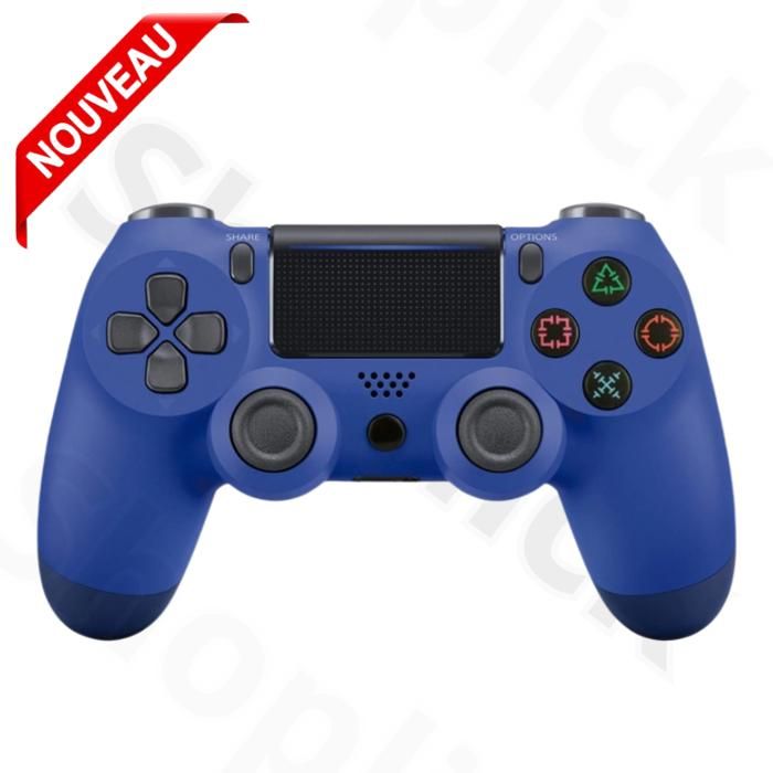 Manette de jeu  sans fil Compatible Avec PS4 Wireless SHOCK, prise casque, barre lumineuse LED Bleu