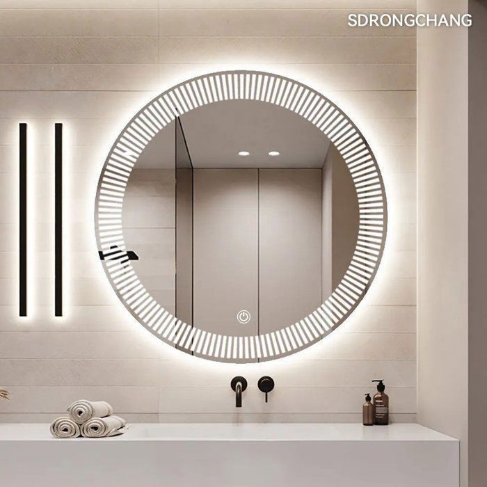 Miroir LED ROND  60x60 cm - Verre biseauté - Lumière blanche 6500K