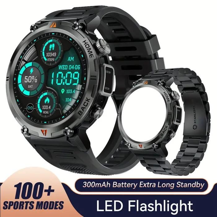 JELLOO Montre connectée pour homme avec écran TFT 360p, écran 3,68 cm, batterie rechargeable 300 mAh , résistance à l'eau 3 ATM