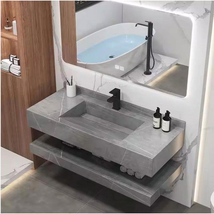 les meubles marbres 3 pièces étagères vasque et mirroir