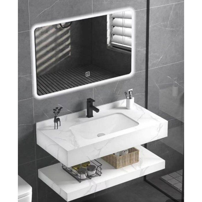 les meubles marbres 3 pièces étagères vasque et mirroir,