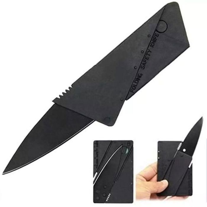 Couteau pliant - Ninja - Ultra léger - Acier inoxydable - Taille carte de crédit - Noir