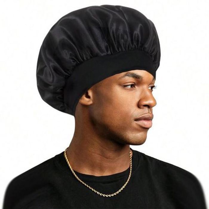 Bonnet de bain Pour Homme En Satin Élastique Rond Casquette , Usage Double Beauté Soin Pour Cheveux Casquette Ou Bonnet De Bain