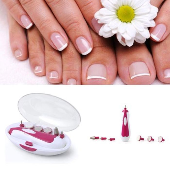 Set de manucure et pédicure électrique, art des ongles, rose