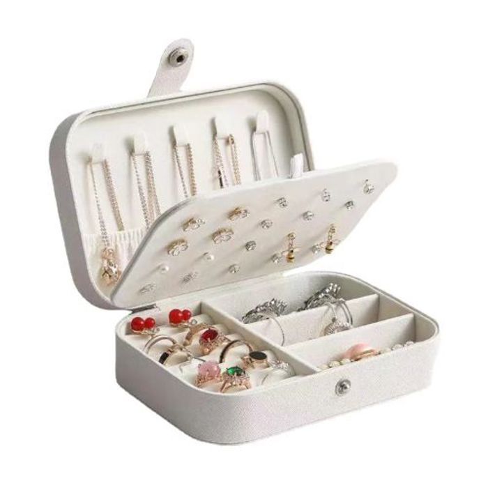 Boîte de rangement de bijoux, exquise et élégante, Simple, pour voyage Portable, collier en cuir PU, couleur aléatoire