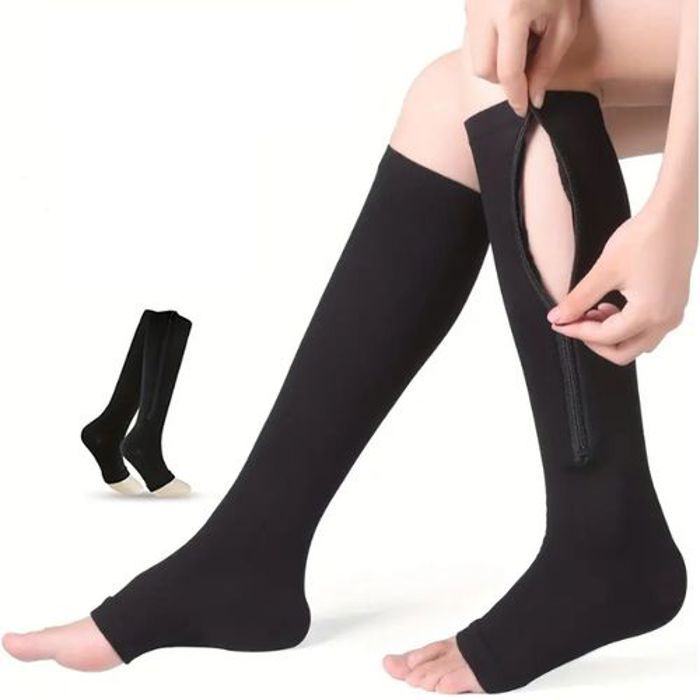 Chaussettes de Compression - Noname - Sous le Genou - Respirantes - Fermeture Éclair - Noir