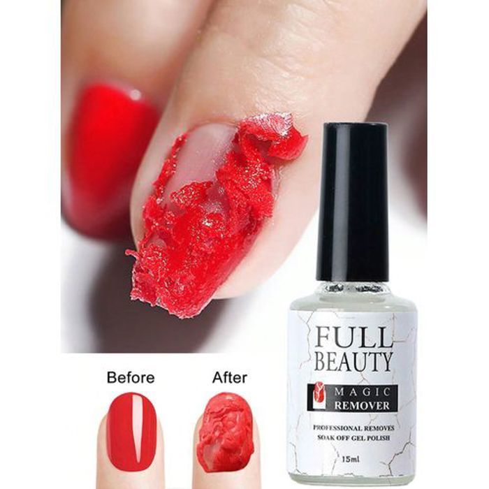 Gel dissolvant de vernis à ongles - FULL BEAUTY - 15 ml - Magique - Élimine vernis UV - Pratique et efficace