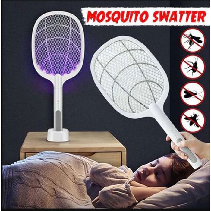 Raquette Lumineuse Électrique Anti-Moustiques 2 en 1 Rechargeable par USB