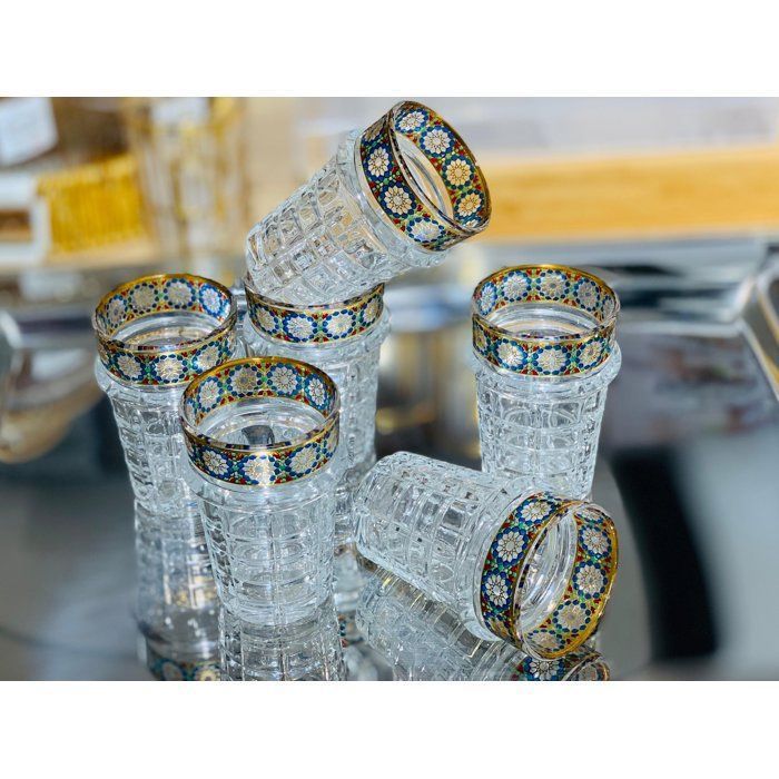 Verres à thé - Non spécifié - Set de 12 - Cristallin - Motifs zelig marocain - Contenance généreuse