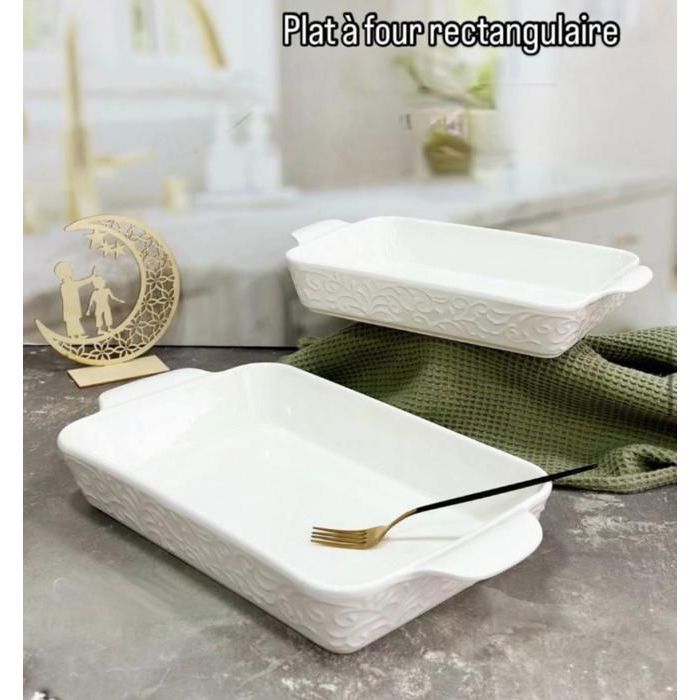 Plat à Four - Non spécifié - GM - 33cm x 22cm - Porcelaine - Blanc