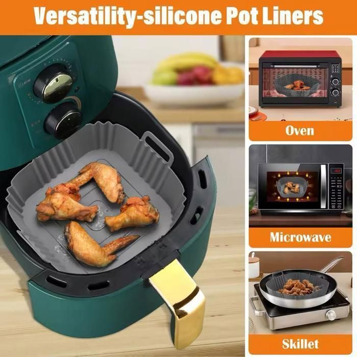 Moules à Friture - Silicone - 20CM - Réutilisables - Résistants à la chaleur - Pour Friteuse à air Couleurs et modèles - Aleatoires